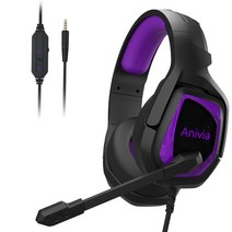 스테레오 게임용 헤드셋 PS4 휴대전화용 유선 소음 차단 오버이어 헤드폰, 18cmx17cmx5cm, ABS 플라스틱, 블랙 퍼플