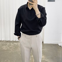 아도르클래식 플레인 6컬러 반오픈 히든 버튼 카라 긴팔 셔츠