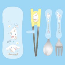 릴팡 시나모롤 교정용젓가락 스푼 포크 케이스 세트, 교정용 젓가락 + 스푼 + 포크 + 케이스, 혼합색상