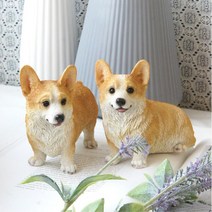 2P 애견카페 미니 강아지 웰시코기 장식 커피숍소품 인테리어 피규어 데코