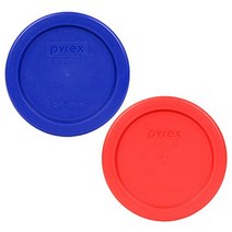 Pyrex 7202-PC 1 Cup (1) Cadet Blue (1) Red Round Plastic Food Storage Lids