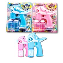 LED 돌고래 자동 비누방울총(1개) 비누방울놀이 버블건, 핑크