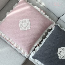 [데코벨] 100수 면 줄누비 프릴 방석 겸 쿠션 커버 (50x50), 방석솜 추가, 핑크