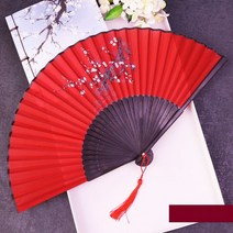 전통부채 화선당 다홍색 무용 인사동 한국 전통 나무 판소리 고급 미니 민속 손그림, 1.23cm한송이매화대홍