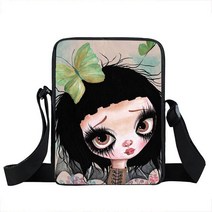 크로스백 만화 고딕 메신저 가방 여성 핸드백 숙 녀 숄더 여행 캔버스 Crossbody 작은 Satchel Bookbag