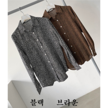 NewCare 여성 호피남방 가을셔츠 레오파드 긴팔롱셔츠 블라우스 카라넥