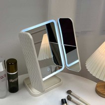 휴대용 LED화장대거울 C타입 충전식 메이크업 거울 3색조명, 화이트 삼색조명 + 선물가방 + 충전케이블