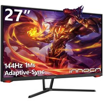 Innocn 27 인치 모니터 27G1R 2K 2560x1440 WQHD 144Hz 게이밍 모니터 디스플레이 pc 모니터 게임 모니터 VA 패널 144Hz 120Hz WQHD 1MS 비 광택 슬림 각도 조정 VESA 대응