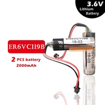 견고한 2개/몫 100% 원래 새로운 도시바 호환 ER6V ER6VC119B 3.6V 2000mAh PLC 배터리 블랙 플러그 무료, 01 3V