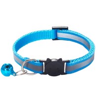 아이구감사합니다 고양이 안전버클 빛반사 목걸이, A타입, 하늘색