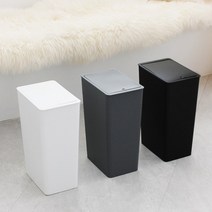 슬리머 무지 사각 원터치 종량제 휴지통 화장실 쓰레기통 10리터, 블랙