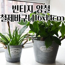 바구니형 빈티지 양철 장식 화분 16X14CM 가드닝소품 빈티지화분 쉐비풍