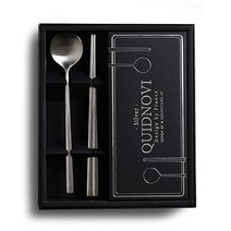 퀴드노비 무광 스텐 한식 숟가락 젓가락 티타늄 실버 골드 수저세트, -퀴드노비 실버 수저 5벌