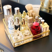 사선형 골드프레임 화장품 정리함 메이크업 정리, 1개