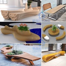 벤치 야외 의자 공원 정원 창일 원목절편의자 크리에이티브 우드벤치 아트조형 레저의자 쇼핑몰 원목의자 원목시트, 대형 실력 공장.