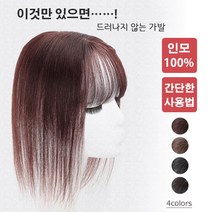 여성 시뮬레이션 가발 여성용 인모 정수리 두피일체형 앞머리가발, 자연 블랙(35cm)