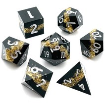 샤프 주사위 DND RPG 롤플레잉 게임용 수제 다면체 레진 주사위(실버 퍼플), Black Silver