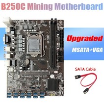 b250c btc 마이닝 마더보드 + sata 케이블 12xpcie-usb3.0 그래픽 카드 슬롯 lga1151 ddr4 msata eth 광부 마더보드