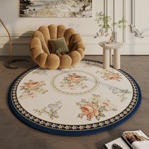 라운드카펫 아메리칸 전원풍 스웨이드 뽀글이 매트 옷방 서재 발코니 거실 방음 소파 매트78131, 운중 플라워 [후프재질], 지름 60cm
