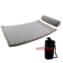 비 슬립 마사지 쿠션 지압 마사지 요가 매트 세트 스파이크 휘트니스 필라테스 스트레스 허리 통증 애플리케이터 KUZNETSOV, gray set with bag|스페인