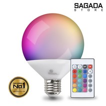 LED 밝기조절 색변환 스마트 전구 RGB 12W KS인증 G90 볼구 벌브 램프 리모컨 컬러 조명 수유등 게임방 색변화 엘이디, 색변환 LED 램프 (리모컨 별매)