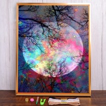 보석십자수 창업 도구 풍경 하늘 달 인쇄 크로스 스티치 패턴 DIY 자수 수제 그림 세공 뜨개질 스탬프 보석, 50x70cm, 11CT 면사, HMA65851_50x70cm_11CT 실크 스레드