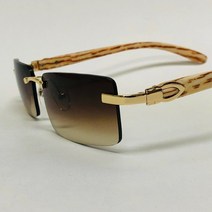 Mens Classy Style Wood Buff Retro 90s 힙합 래퍼 갱스터 무테 선글라스 119552
