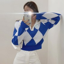 떳다그녀 마론트 아가일 카라 니트
