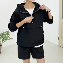 여성용 플랜 아노락 반바지 세트 상하의세트 빅사이즈