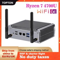 미니PC 데스크탑 고사양 topton 팬리스 amd ryzen 7 4700u r5 4500u 베어 본 게임용 컴퓨터 4k 듀얼 hd windows 1110 ht wifi6, 라이젠 3 4300u 와이파이6, 영국, 16GB DDR4 512GB NVMe