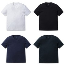 POLHAM 면100% - 남여공용 브이넥 반팔티셔츠 가볍고 쾌적한 착용감 V넥 반팔티셔츠