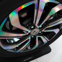 [3G MALL] 쌍용 티볼리 에어 18인치 휠 마스크 홀로그램 랩핑 데칼 스티커 용품, 18인치_유광블랙, 1개