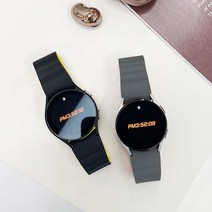 [더블스트랩] 더블D 갤럭시 워치 4 5 클래식 프로 실리콘 마그네틱 스트랩 밴드 자석 시계줄 밴드 Galaxy watch compatible, s- 실리콘 마그네틱밴드, 20mm, 블랙/블랙