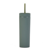 간편 텀플러 보온병 판매 16oz 아크릴 슬림 스키니 텀블러 컬러풀 매트 물병 뚜껑 포함 빨대 이중, 20 color 20