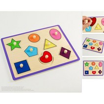 어린이집 협응력 성장발달 도형꼭지퍼즐 어린이집완구 원목 소근육 교재완구 두뇌발달