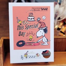 스누피 멜로디카드 레코드판 생일카드 오르골 축하 뮤직 생일파티