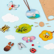 색칠 곤충 나무목걸이 만들기 우드공예 DIY 키트 공작 꾸미기 반제품 팬시 그리기 재료 미술 유치원 어린이집 초등학교 생태계 교육, MDF곤충목걸이(동그라미)