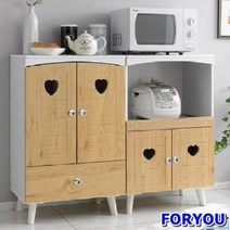 ForU136 SS 하트 주방렌지대 수납장 침대책상 액자테이블 테이블 미니 접이식테이블, 화이트오크