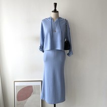 루즈핏 크롭 후드 티+밴딩 머메이드 스커트 세트 4컬러 트레이닝 상하