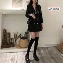 Makone 상표등록 여성 빅사이즈 더블버튼 플리츠 포인트 미니원피스 미니원피스(허벅지위)