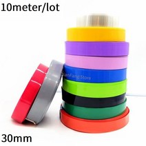 10M PVC 열 수축 튜브 30mm 18650 리튬 배터리 필름 랩용 다양한 색상 케이블 슬리브 피복 팩 커버, [12] Fruit Green, [01] Width 30mm x 1Roll
