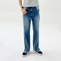 아도르클래식 미들블루 옆트임 529 세미 와이드 롱 데님 팬츠