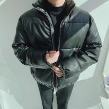 레더 가죽 숏패딩 (남자겨울아우터)(R2)