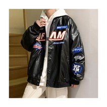 미국 자수 야구 유니폼 레이싱 슈트 가죽 자켓 남자 새로운 패션 힙합 펑크 느슨한 스트리트 웨어 오토바이