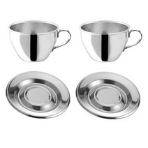 Motta Stainless Steel Cappuccino Cups and Saucers Set of 2, 1