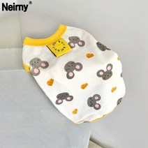 Neirny 강아지 데일리 티셔츠 수면옷 잠옷 실내복 애견 봄여름옷 푸들 포메 시츄 말티즈 비숑, 옐로우