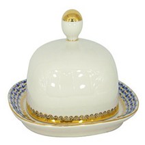 Lomonosov Porcelain Butter Holder Dish Rectangular Cobalt Net, 1