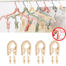 에이필미 여행용 접이식 미니 집게 옷걸이 4종, 옐로우, 4개입