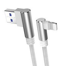 90도 고속 충전 USB 충전기 아이폰 케이블, 하얀, 2분
