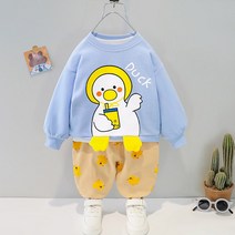 와우베베 아기 유아 여아 남아 덕라운드맨투맨 바지상하복세트 가을아동복 유아외출복 등원룩 북유럽풍